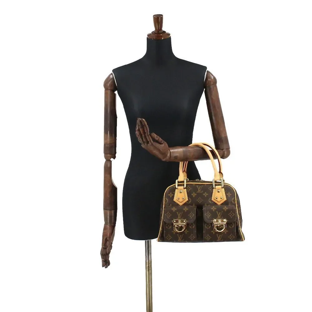 Louis Vuitton Monogram Manhattan PM Handbag Brown Gold Hardware